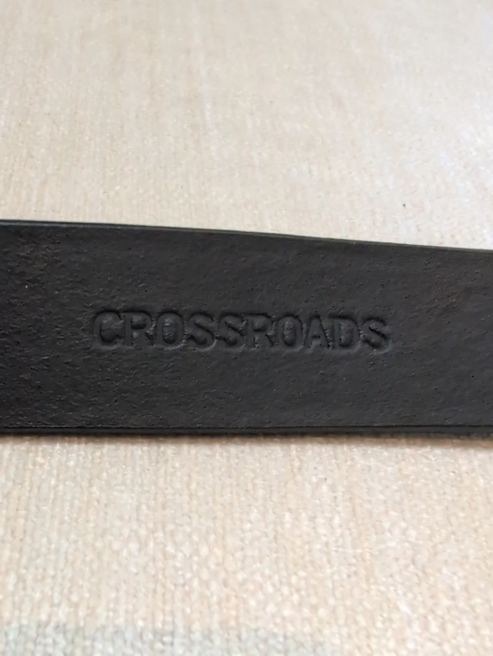 Crossroads Black Leather Belt with Solid Brass Buckle Size M Classic